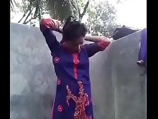 Indian girl bathing in her house with bf....